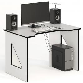 Узкий компьютерный стол с ящиками СКП-3 GL-3  белый с черным кантом