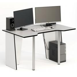 Узкий компьютерный стол с ящиками СКП-5 GL-5  белый с черным