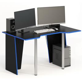 узкий офисный стол СКП-5 GL-5  черный с синим кантом