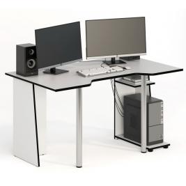 Узкий компьютерный стол с ящиками СКП-6 GL-6  белый с черным