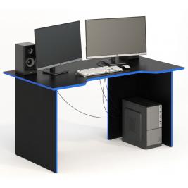 Компьютерный стол СКП-7 GL-7  черный с синим кантом