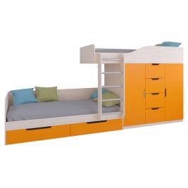 Кровать Астра-6 дуб молочный/оранжевый