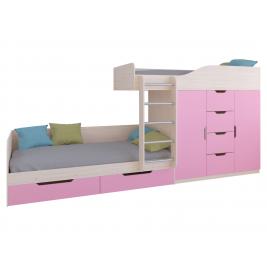 Кровать Астра-6 дуб молочный/розовый