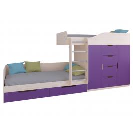 Кровать Астра-6 дуб молочный/фиолетовый