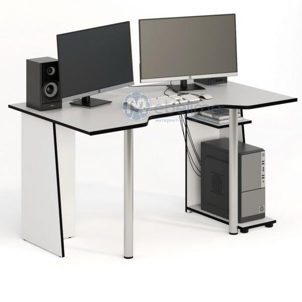 Компьютерный стол СКП-6 GL-6  белый с черным
