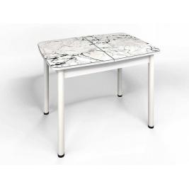 Кухонный стол Флорида СМ-1 (ноги круглые) белый/серебро