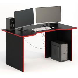 Компьютерный стол СКП-7 GL-7  черный с красным кантом