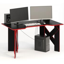 Компьютерный стол СКП-10 GL-10  черный с красным кантом