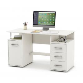 Белый компьютерный стол с полкой Амбер-6