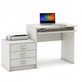 Белый компьютерный стол с полкой Юджин-21
