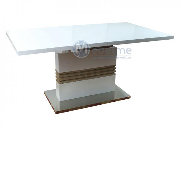 Кухонный стол Тампа DT-874 Белый глянцевый / Cветлое дерево