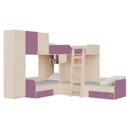 Кровать Трио-1 Дуб молочный/Фиолетовый