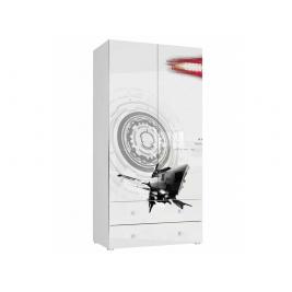 Шкаф для одежды Модерн-6 с ящиками Белый глянец / рисунок техно