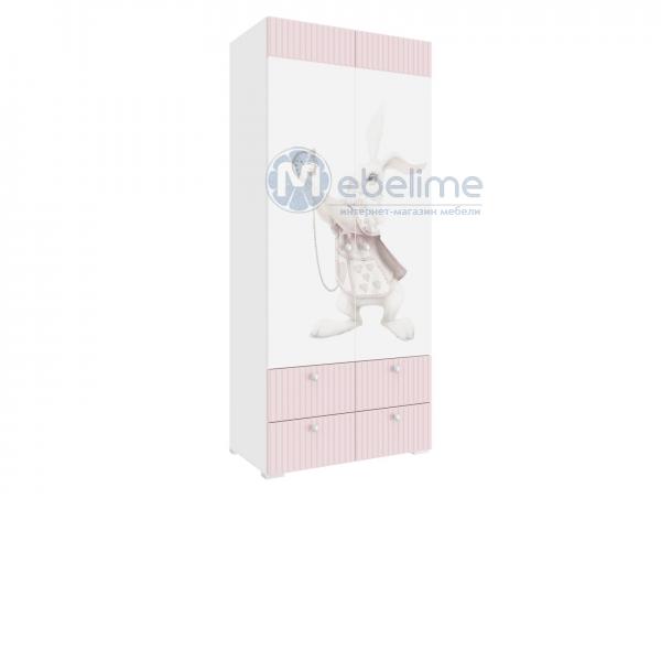 Шкаф для одежды Алиса-2 розовый/белый