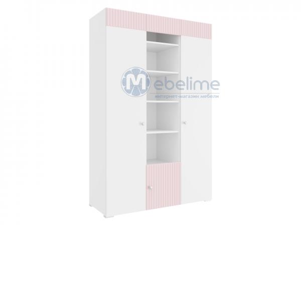 Шкаф для одежды Алиса с открытыми полками розовый/белый