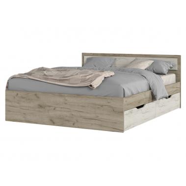 Кровать Феста с ящиками 160х200 NEW, дуб крафт серый/белый 