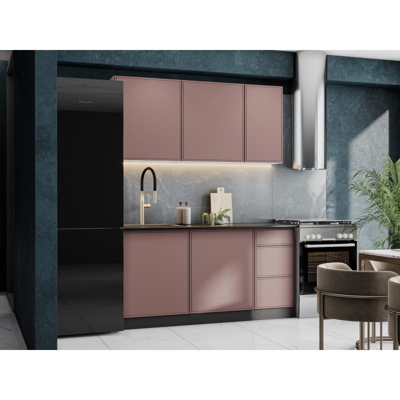 Квадро Кухонный гарнитур прямой 160 см, белый/пыльная роза Квадро Кухонный гарнитур прямой 160 см, белый/пыльная роза