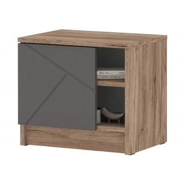 Тумба прикроватная Орегон, дуб крафт табачный/асфальт супермат 450x340x400 мм.