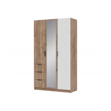 Шкаф 3 дв 3 ящ Орегон, дуб крафт табачный/белый супермат 1200x500x2100 мм.