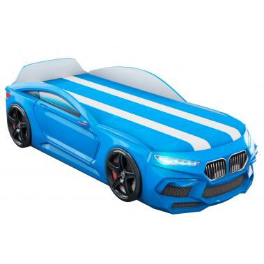 Кровать Dynamic-M, подсветка фар, голубой 2060x1000x550 мм.