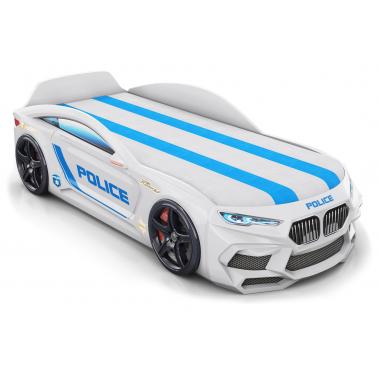 Кровать Romeo-M полиция, подсветка фар, белый 