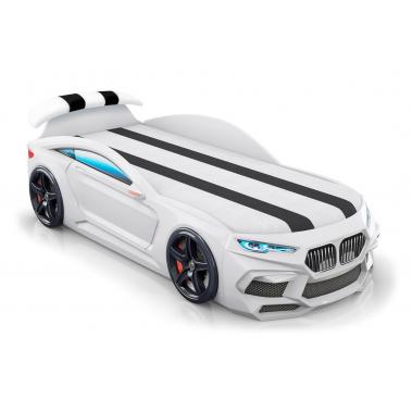 Кровать Romeo-M, подсветка фар, с мягким спойлером, белый 