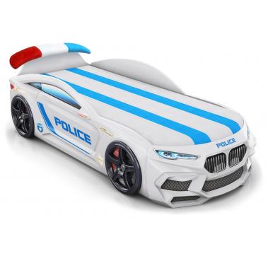 Кровать Romeo-M полиция, подсветка фар, с мягким спойлером, белый 