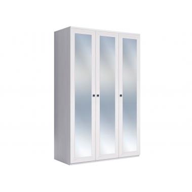 Шкаф 3 дв Парма НЕО 3 зеркала, ясень анкор светлый/экокожа белая 1450x580x2217 мм.