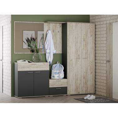 Прихожая Санти, антрацит/дуб крафт серый