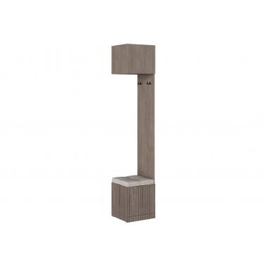 Стеллаж Кантри с сиденьем СЖ-001, тира/кадена вуд/бежевый велюр 450x450x2400 мм.